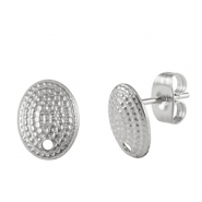 Boucles d'oreilles puces en acier Inox Argent&eacute;