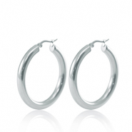 Boucles d'oreilles en acier Inox cr&eacute;oles 40mm Argent&eacute;