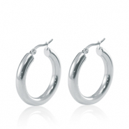Boucles d'oreilles en acier Inox cr&eacute;oles 30mm Argent&eacute;