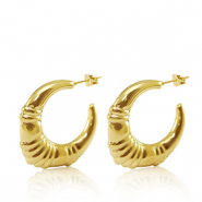 Boucles d'oreilles / puces en acier Inox cr&eacute;oles ovale Dor&eacute;