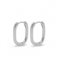 Appr&ecirc;ts en m&eacute;tal DQ boucles d'oreilles cr&eacute;oles ovale Argent&eacute; (sans nickel