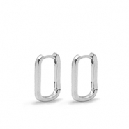 Appr&ecirc;ts en m&eacute;tal DQ boucles d'oreilles cr&eacute;oles ovale Argent&eacute; (sans nickel