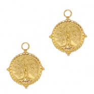 Breloques en acier Inox arbre de vie Dor&eacute;