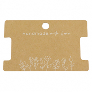 Cartes à bijoux "handmade with love" fleurs Marron