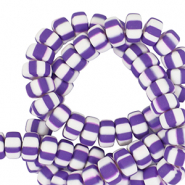 Perles en polymère rondelles 7mm Blanc-violet