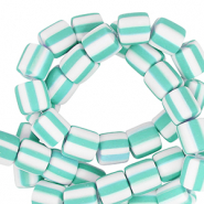 Perles en polymère 6mm Blanc-turquoise