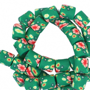 Perles en polymère 6mm fleur Vert-multicolore