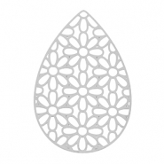 Breloques en acier Inox boh&egrave;mes goutte Argent&eacute;