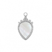 Breloques en acier Inox coquille goutte Argenté-blanc (couleur naturelle)
