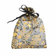 Sachet &agrave; bijoux en organza 9x12cm rose Noir-dor&eacute;