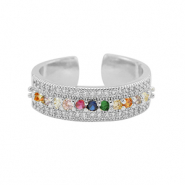 Métal TQ laiton bague zirconium Argenté-multicolore