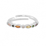 Métal TQ laiton bague zirconium Argenté-multicolore