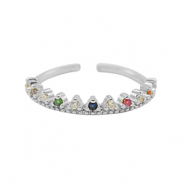 Métal TQ laiton bague zirconium Argenté-multicolore
