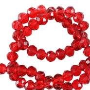 Perles à facettes 4x3mm disque Heishi Rouge bonbon
