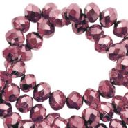 Perles à facettes 3x2mm disque Heishi Rose magenta-pearl shine coating