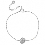 Bracelets en acier Inox fleur Argent&eacute;