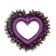 Boucles pendentifs facettées coeur Violet raisin
