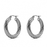Boucles d'oreilles en acier Inox cr&eacute;oles Argent&eacute;