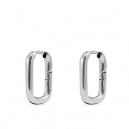 Boucles d'oreilles / puces en acier Inox ovale Argent&eacute;