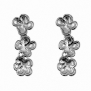 Boucles d'oreilles puces en acier Inox fleur Argenté
