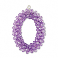 Boucles pendentifs facettées ovale Violet