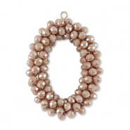 Boucles pendentifs facettées ovale Violet mauve