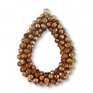 Boucles pendentifs facettées goutte marron cuivre