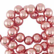 Perles en verre cir&eacute;es 8mm Rose corail