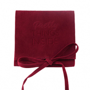 Sachet &agrave; bijoux "Pretty things inside" Rouge bourgogne
