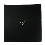Sachet &agrave; bijoux coeur Noir-dor&eacute;
