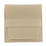 Sachet &agrave; bijoux coeur Beige latte-dor&eacute;