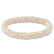 Bracelet perles à facettes Blanc vanille