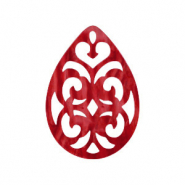 Pendentifs en r&eacute;sine goutte baroque 38x27mm Rouge piment