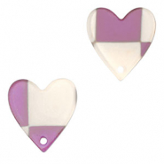 Pendentifs en r&eacute;sine c&oelig;ur Violet-beige