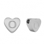 Perles en acier Inox coeur lettre O Argenté