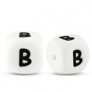 Perles lettres en silicone B Blanc-noir