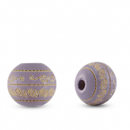 Perles en bois rond 10mm le motif Violet clair