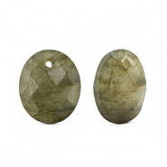 Breloque en pierre naturelle Verre ovale Light gray