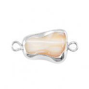 Perles d'eau douce connecteur asymétrique Argenté-taupe