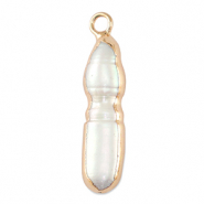 Perles d'eau douce breloque tooth Doré-Blanc naturel