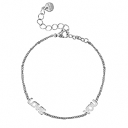 Bracelets en acier Inox ''LOVE YOU'' Argent&eacute;