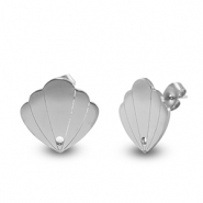 Boucles d'oreilles en acier Inox coquille Argent&eacute;