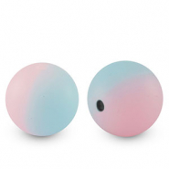 Perles en silicone 15mm Bleu-rose
