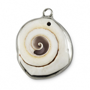 Pendentifs coquillage specials Escargot Blanc crème-argenté