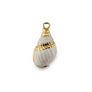 Pendentifs coquillage specials Blanc crème-doré