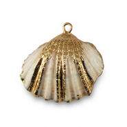 Pendentifs coquillage specials Coquille Saint-Jacques Blanc-dor&eacute;