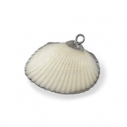 Pendentifs coquillage specials Coquille Saint-Jacques Blanc-argent&eacute;