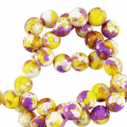Perles en céramique 8mm Blanc-jaune violet