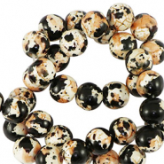 Perles en céramique 6mm Noir-crème