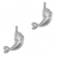 Breloques en métal DQ phoque Argenté antique (sans nickel)